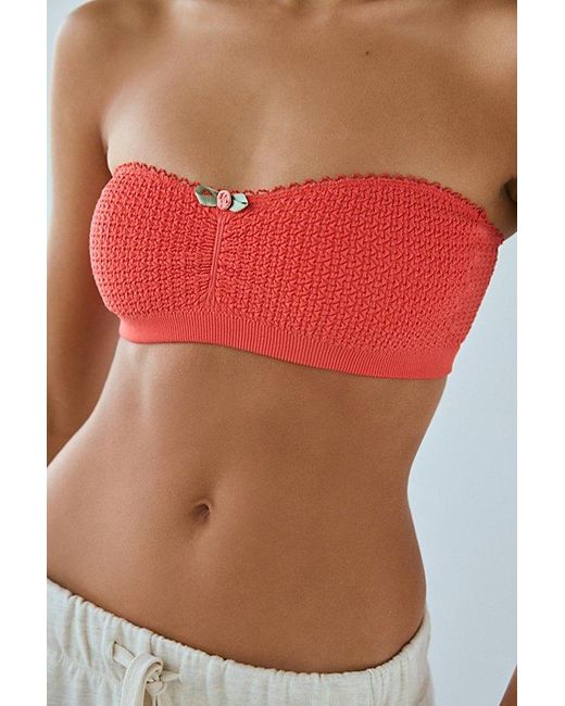 Out From Under Red Piper Pinch-Front Bandeau Bra Top