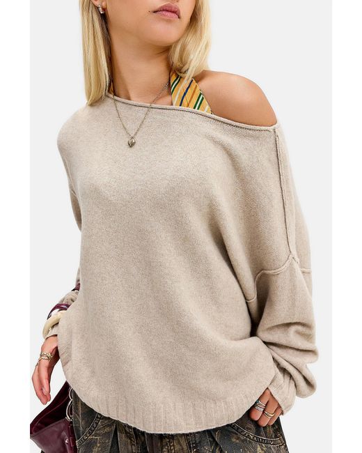 Out From Under Natural So Soft Off-shoulder Oversized Jumper