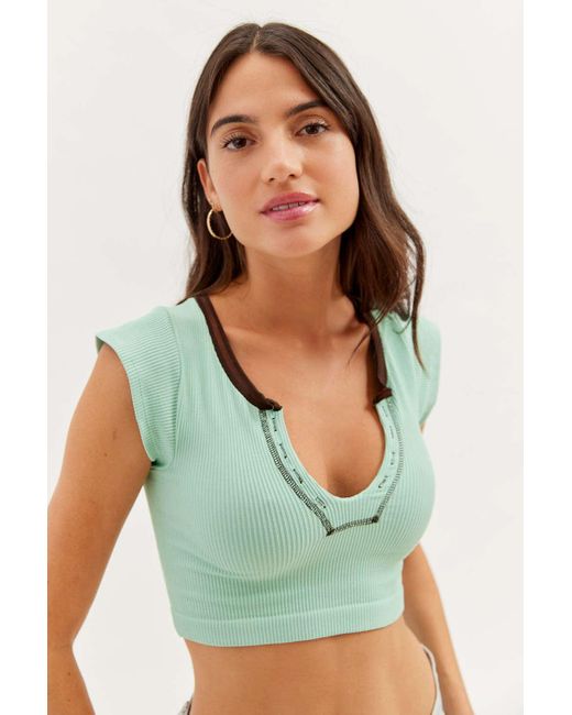 Out From Under Go For Gold Seamless Cropped Top in Green | Lyst Canada