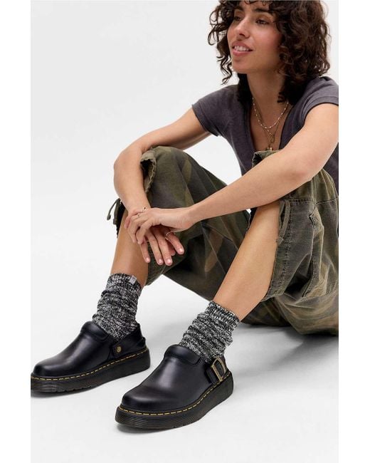 Dr. Martens Black Laketan Leather Platform Mules