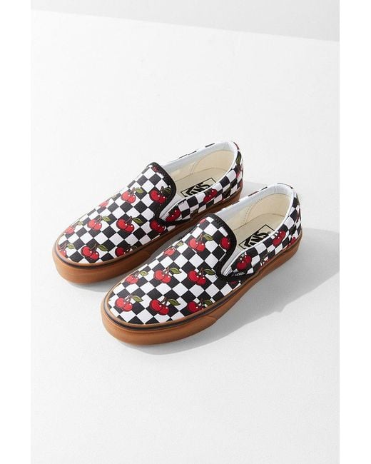 Vans Black Vans Cherry Checkerboard Classic Slip-on Sneaker