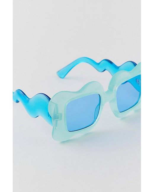 Urban Outfitters Blue Wavy Square Sunglasses