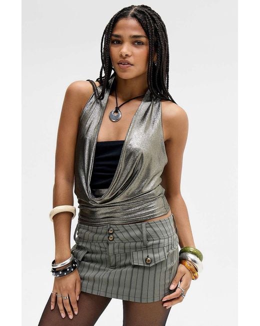Silence + Noise Gray Silence + Noise Super Plunge Halterneck Top