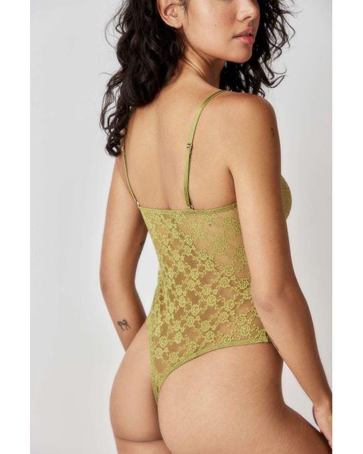 Out From Under Green Stretch Lace Bodysuit