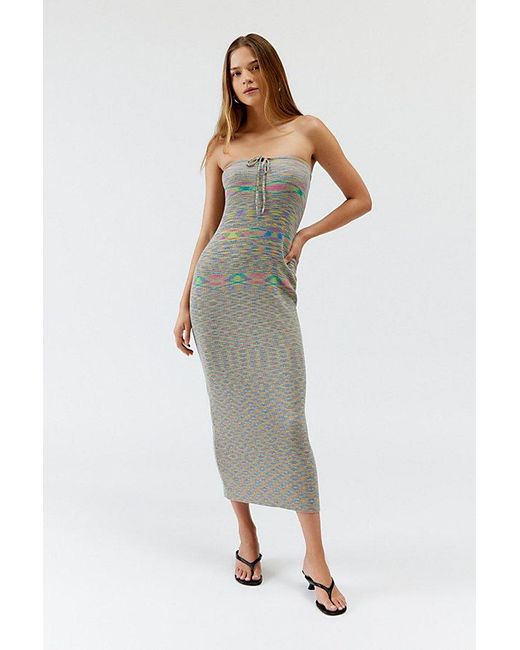 Urban Outfitters Gray Uo Amelia Strapless Midi Dress
