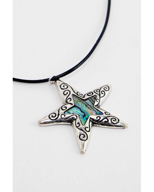 Silence + Noise Metallic Silence + Noise Etched Star Cord Choker Necklace
