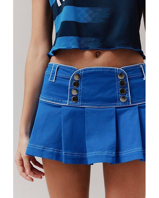 BDG Blue Genevieve Drop-Waist Micro Mini Skirt