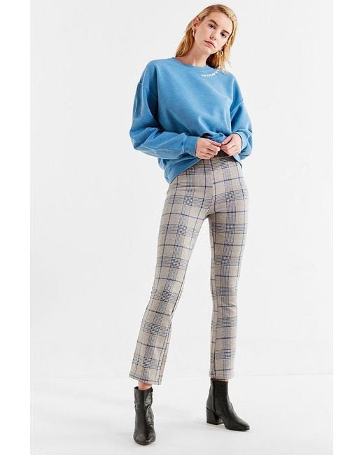 Urban Outfitters Gray Uo Casey Plaid Kick Flare Pant