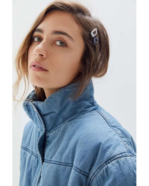 Urban Outfitters Uo Jordan Denim Puffer Jacket in Blue | Lyst