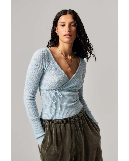Kimchi Blue Gray Pointelle Wrap Top