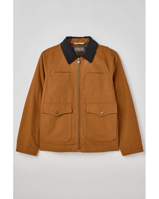 Pendleton Brown Carson City Canvas Barn Coat Jacket In Rust,at Urban Outfitters for men