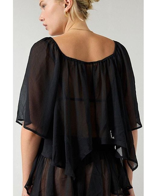Out From Under Black Sweet Like Honey Sheer Lace Trim 2-Piece Set Top