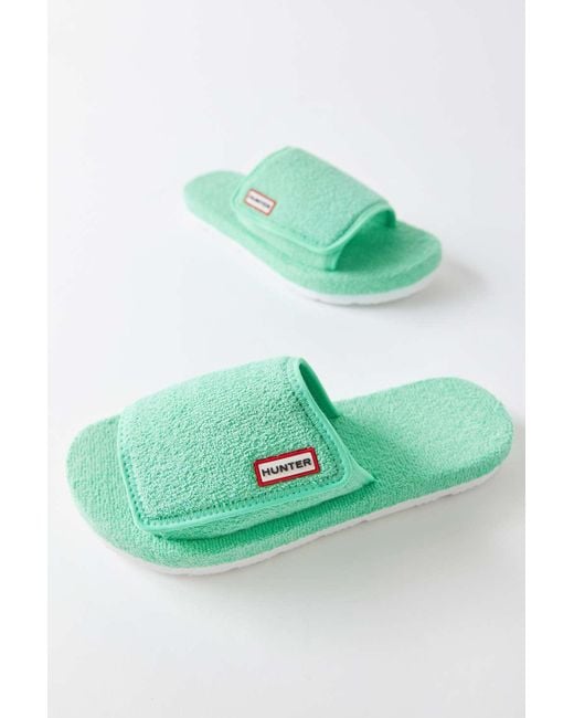 HUNTER Terry Towelling Slide Sandal in Mint (Green) | Lyst Canada