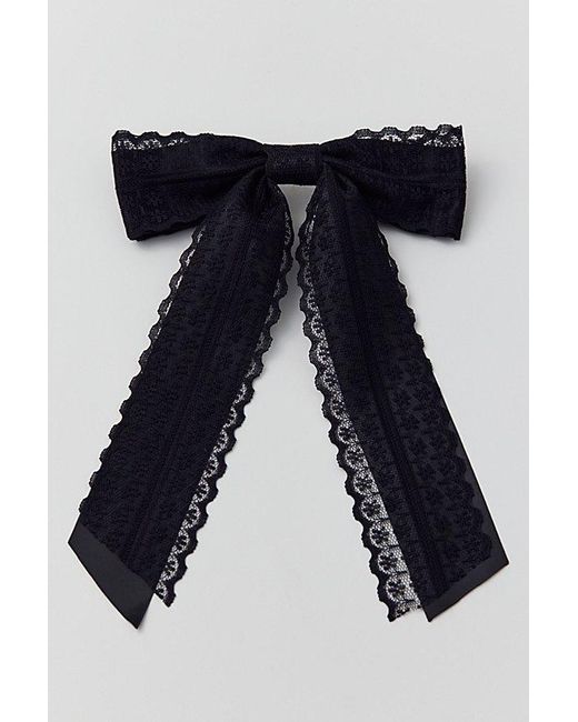 Urban Outfitters Black Dolly Satin Lace Hair Bow Barrette
