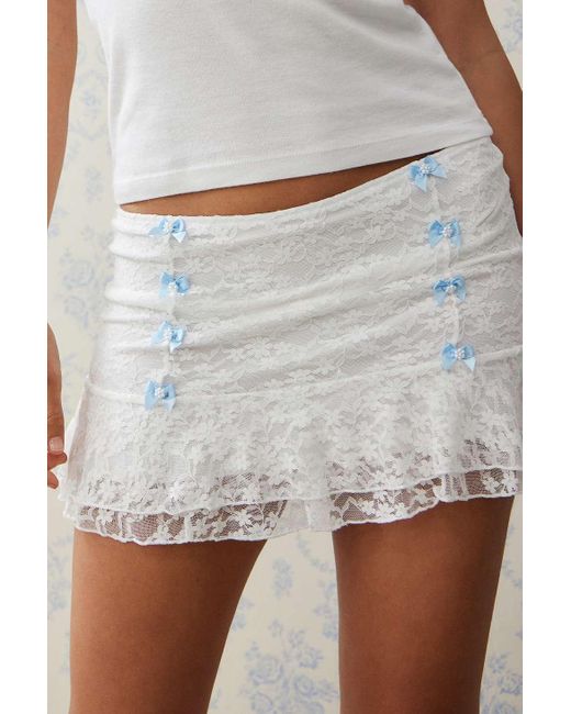Kimchi Blue White Bow Lace Mini Skirt