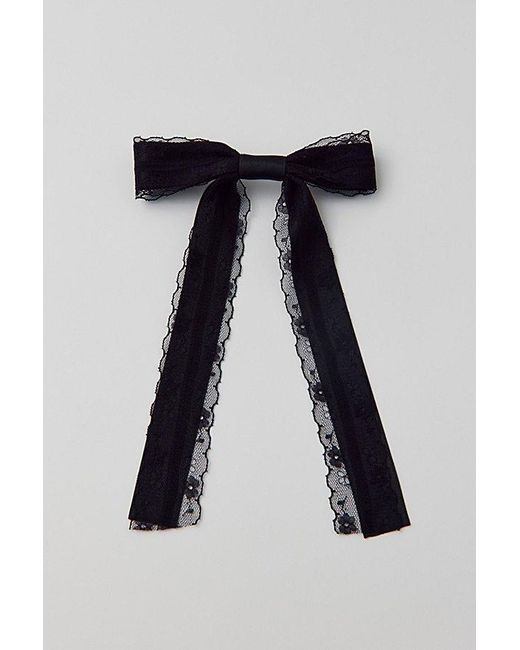 Urban Outfitters Black Lace Satin Hair Bow Barrette