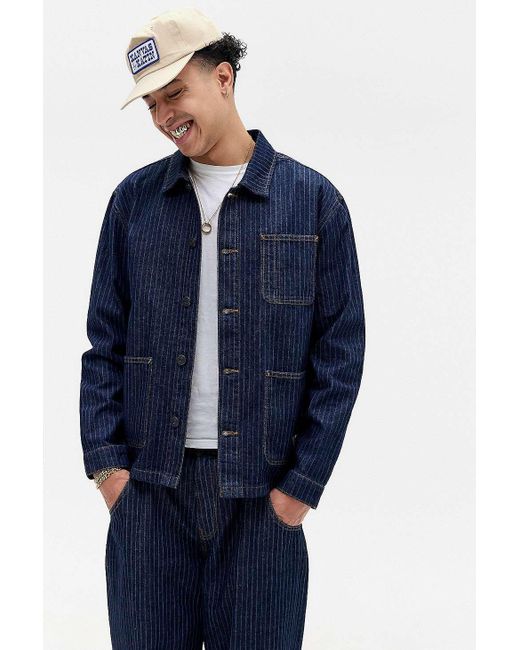 BDG Blue Chore Rinse Stripe Denim Jacket for men