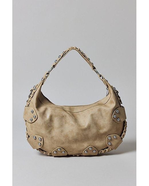 Silence + Noise Brown Emory Studded Hobo Bag