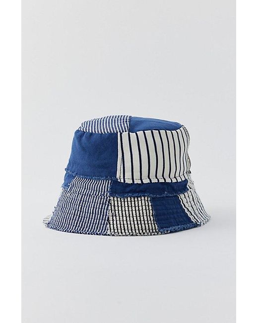 Urban Outfitters Gray Striped Patchwork Bucket Hat