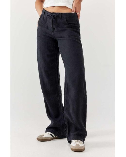 BDG Blue Black Five-pocket Linen Pants