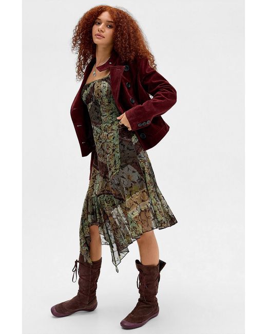 Kimchi Blue Brown Bettina Flocked Mesh Midi Dress