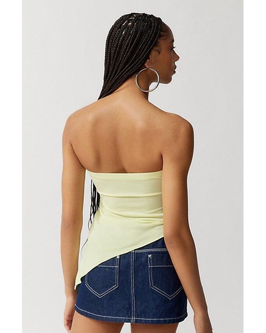 Urban Outfitters Green Uo Y2K Asymmetrical Ruching Tube Top