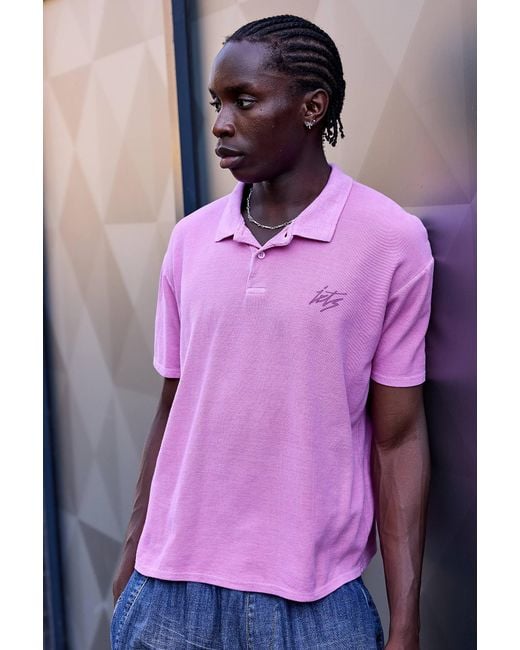 iets frans Purple Script Shrunken Polo Shirt for men