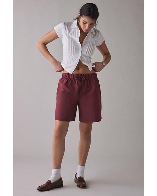 Vintage & ReMADE by UO Red Remade By Uo Remnants Pull-On Nylon Short
