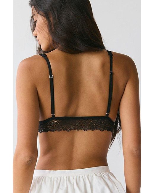Out From Under Black Marie Semi-Sheer Lace Plunge Bralette