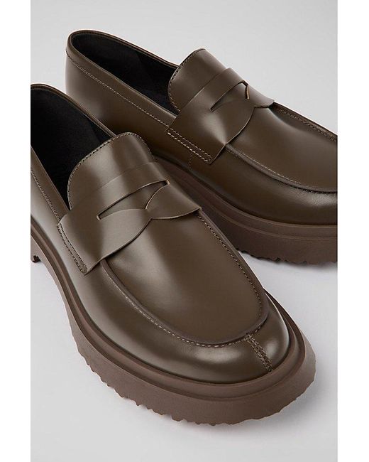 Camper Brown Walden Leather Moc Toe Loafer Shoe for men