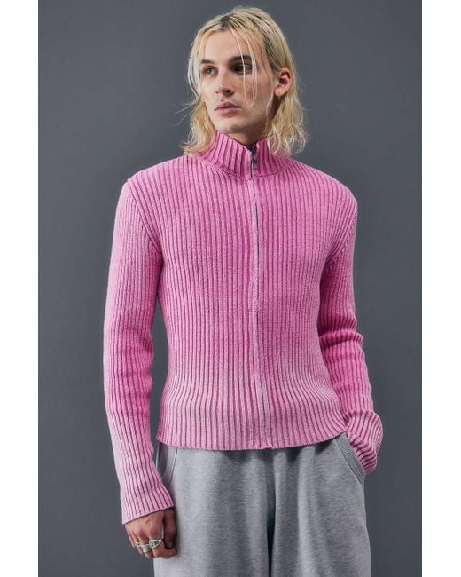 Jaded London Pink Lucid Knit Track Top for men