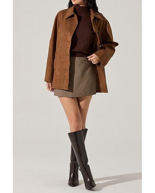 Astr Brown Presleigh Faux Suede Jacket