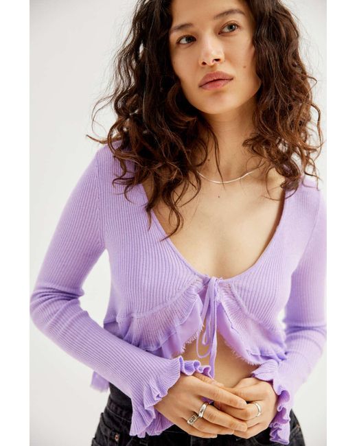 Urban Outfitters Purple Uo Maryn Tie-front Cardigan