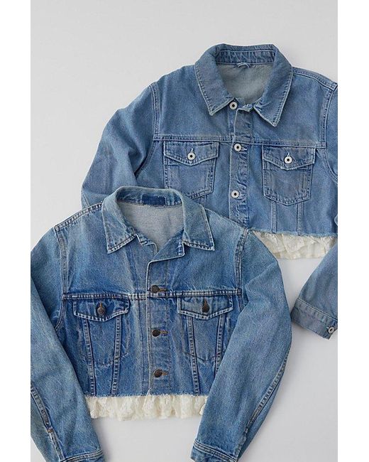 Urban Renewal Blue Remade Y2K Lace Ruffle Denim Jacket