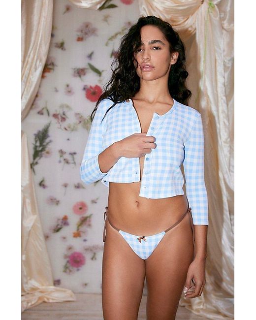 Frankie's Bikinis Blue X Out From Under Violette Cropped Cardigan