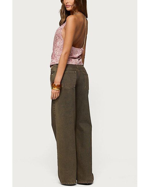 Edikted Pink Printed Halter Chain Cowl Neck Top