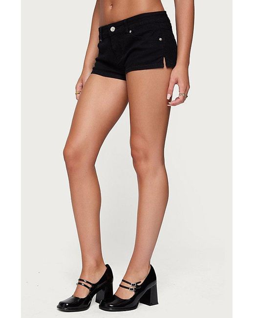 Edikted Black Jagger Low Rise Denim Shorts