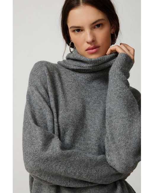 Urban Outfitters Uo Tinsley Oversized Roll Neck Jumper Top in Grey | Lyst UK