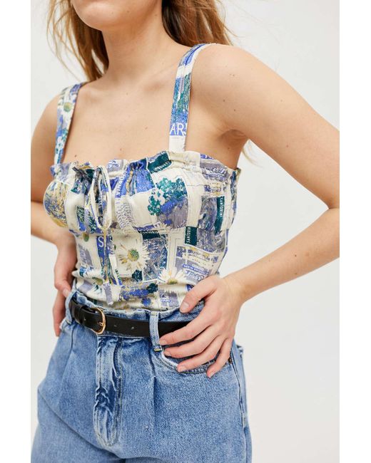 Spis aftensmad farvning undergrundsbane Urban Outfitters Uo Valentina Bustier Tank Top in Blue | Lyst