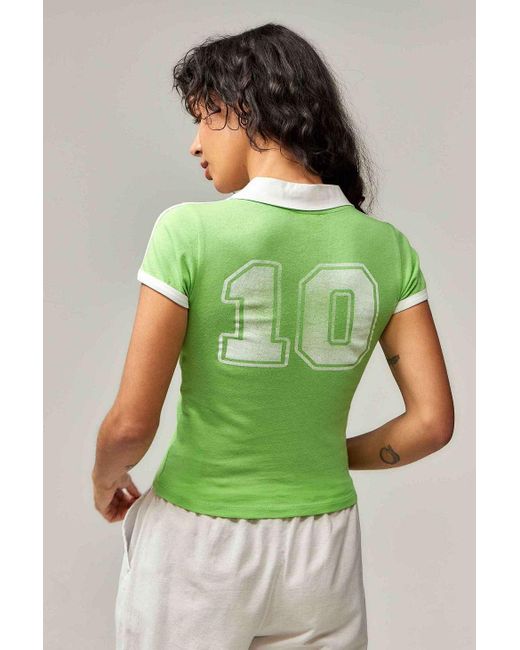 Urban Outfitters Green Uo Mia Football Polo Shirt