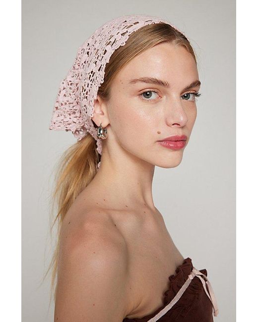 Urban Outfitters Pink Floral Crochet Headscarf