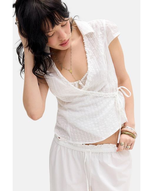 Kimchi Blue White Dora Wrap Blouse