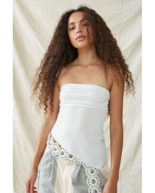 Urban Outfitters White Uo Y2k Asymmetrical Tube Top