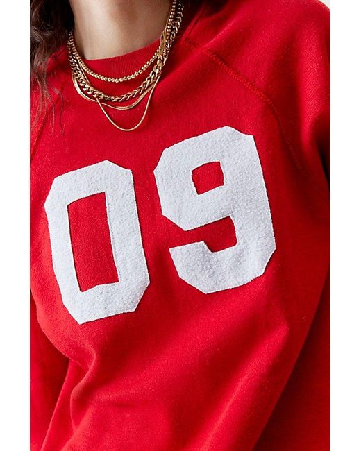 Urban Renewal Red Remade Sporty Number Sweatshirt