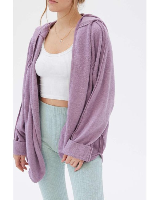 Out From Under Purple Houston Slouchy Hooded Cardigan