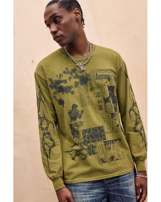 Urban Outfitters Uo Green Grunge Ayang Long Sleeve T-shirt for men