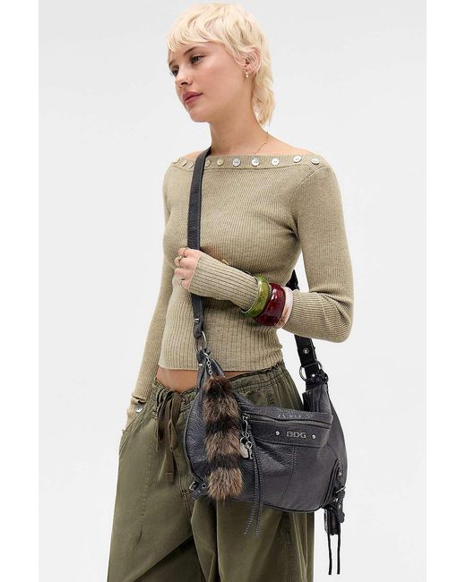 BDG Gray Lenny Faux Lather Sling Bag