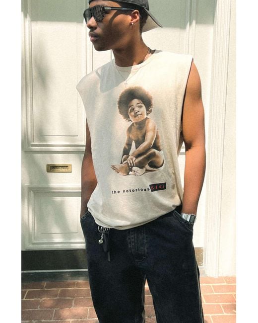 Urban Outfitters Natural Biggie Ready To Die Muscle Tee In Cream At for men
