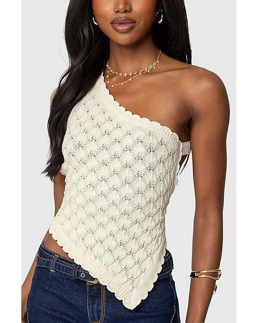 Edikted White Codi Backless Asymmetric Knit Top
