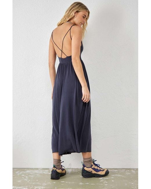 Urban Outfitters Blue Uo Molly Cupro Culotte Jumpsuit